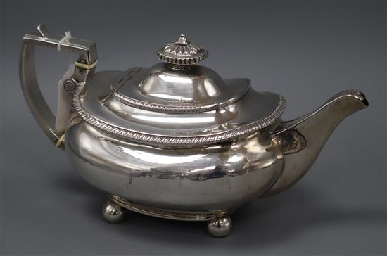 A George III silver teapot, Thomas Newby, London, 1818, gross 22.5 oz.